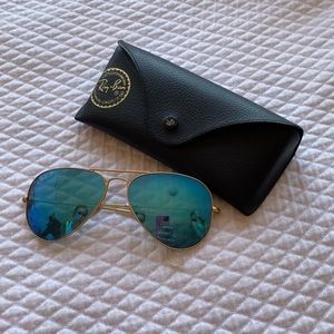 Ray-Ban Gold Blue Lenses Polarized Aviators
